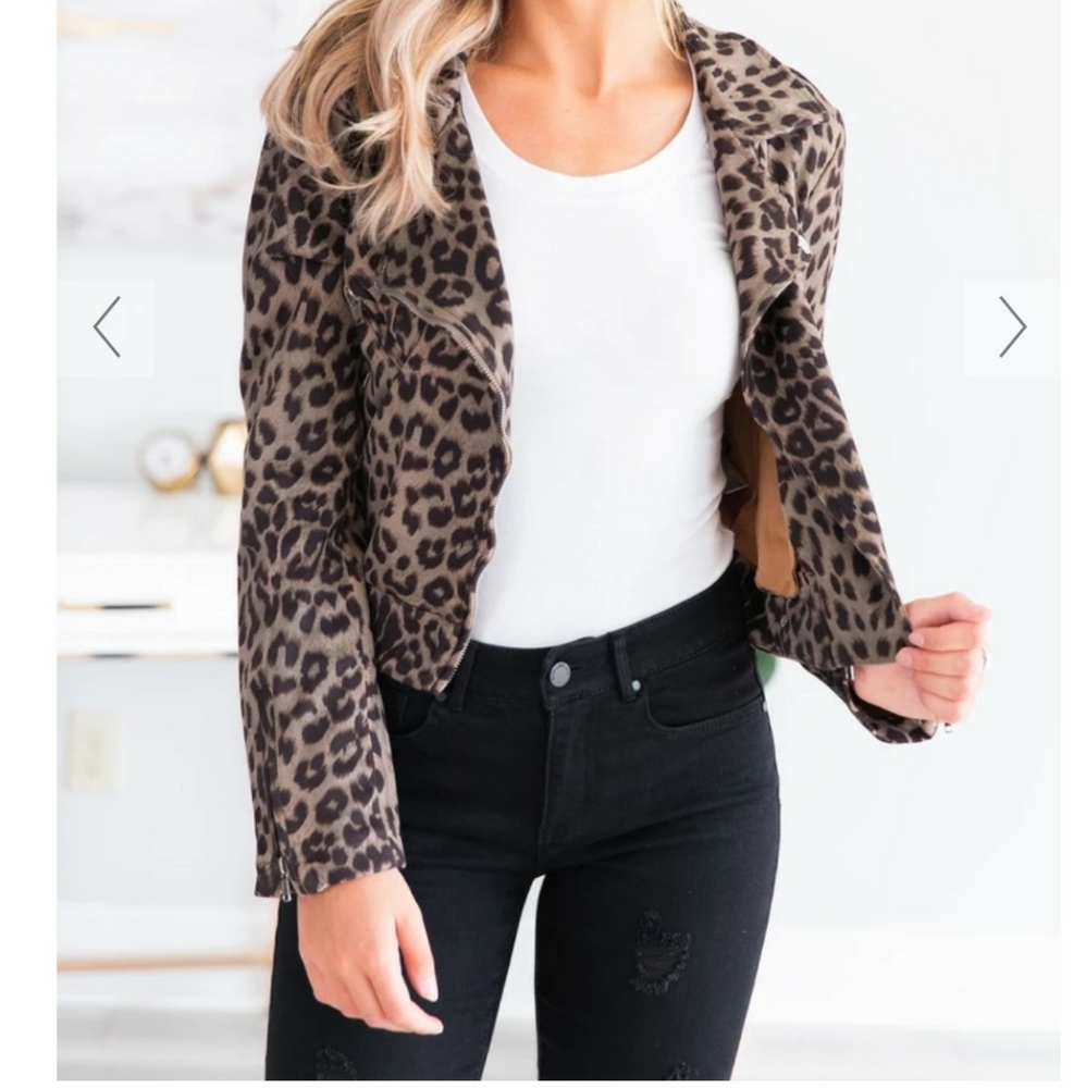 Leopard print super soft Motto Jacket by FATE